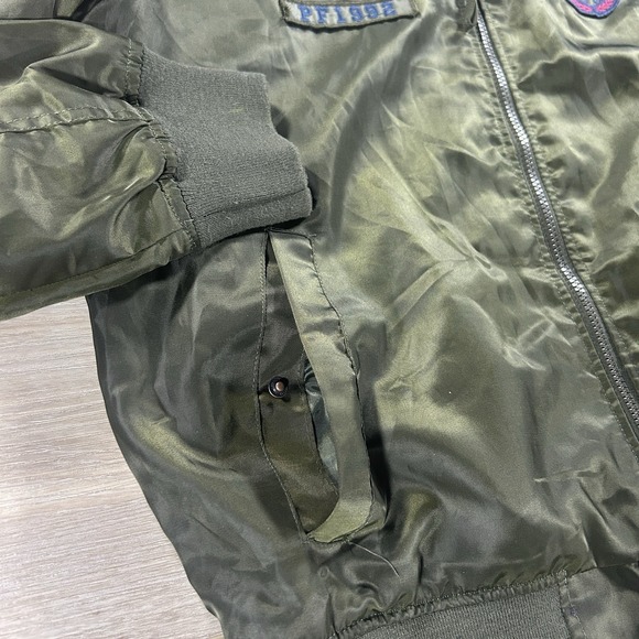 Vintage Phat Farm Bomber Jacket Mens Large Airborne Patches Dark Green Full Zip - Picture 7 of 15